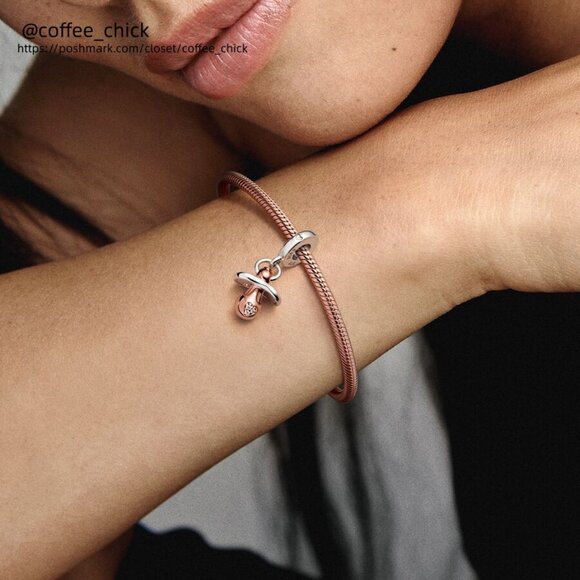 Pandora Baby Pacifier Dangle Charm|Two-tone - Picture 2 of 2